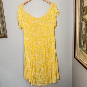 Lane Bryant Yellow Floral Smocked Midi Dress Off Shoulder Cottagecore Plus 26/28